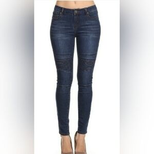 NWT Umgee Moto Biker Skinny Jeans with Ribbed Accents ~27